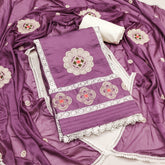 Purple Premium Silk Embroidery work Unstitched suit